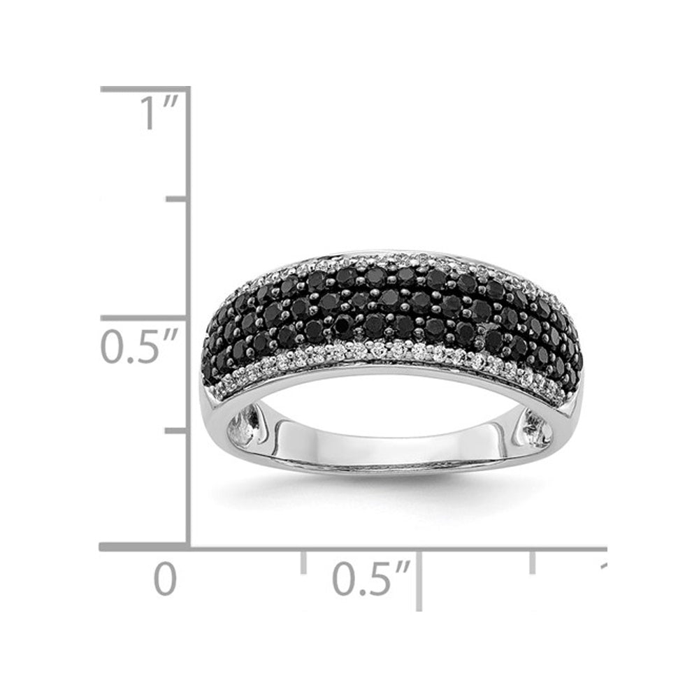 7/8 Carat (ctw) Black and White Diamond Ring in 14K White Gold Image 4