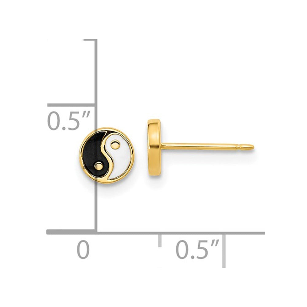 14K Yellow Gold Polished Yin and Yang Charm Earrings Image 4