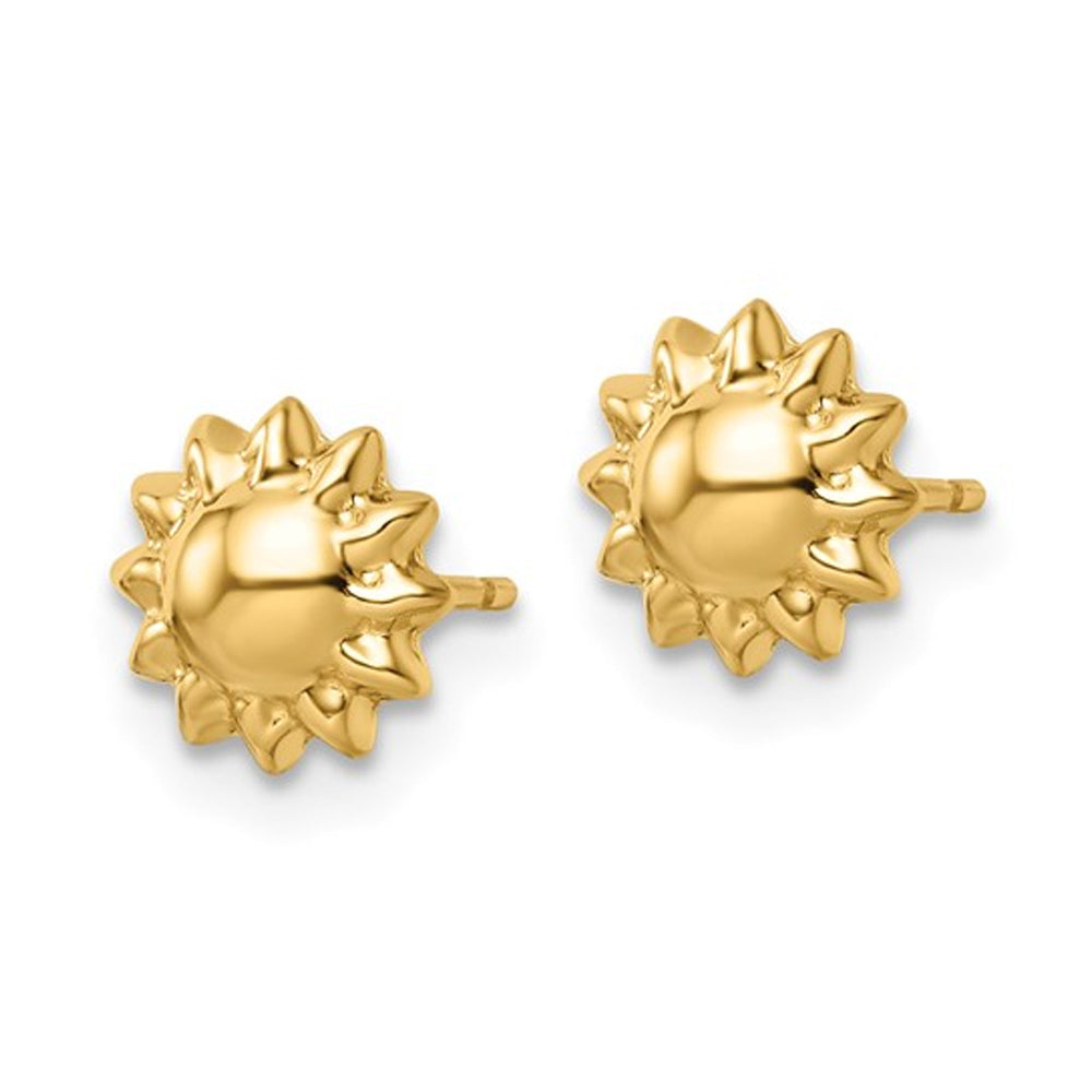 14K Yellow Gold Polished Sun Post Earrings Image 3