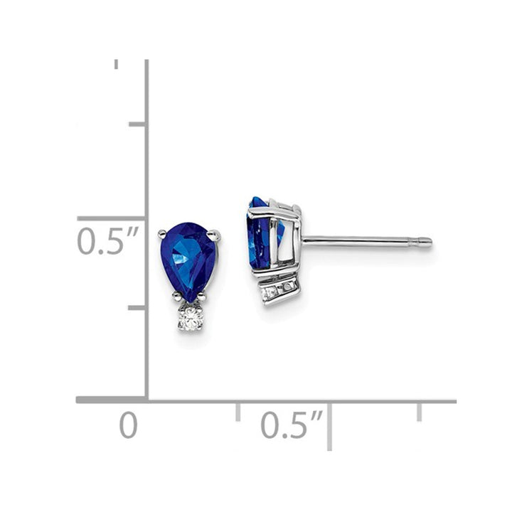 1.10 Carat (ctw) Natural Blue Sapphire Post Earrings in 14K White Gold Image 2
