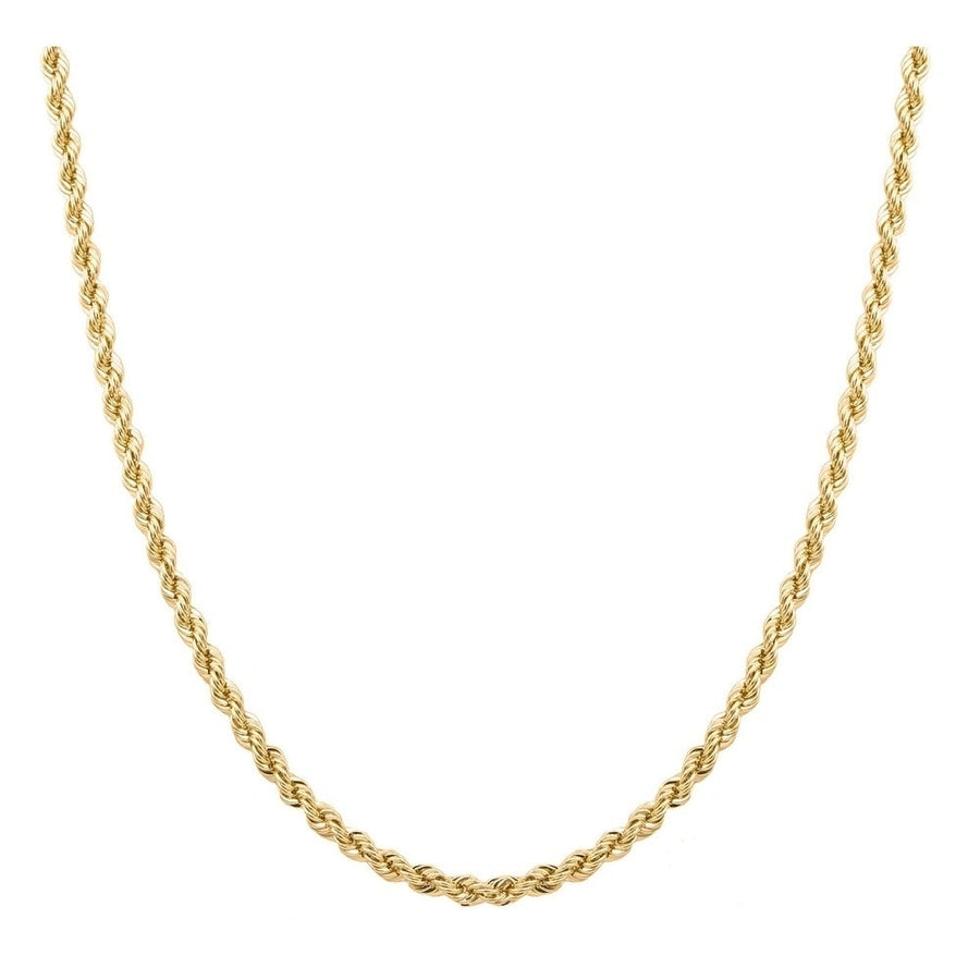 Solid Italian Diamond Cut Gold Sterling Silver Rope Chain in Sterling Silver Image 1