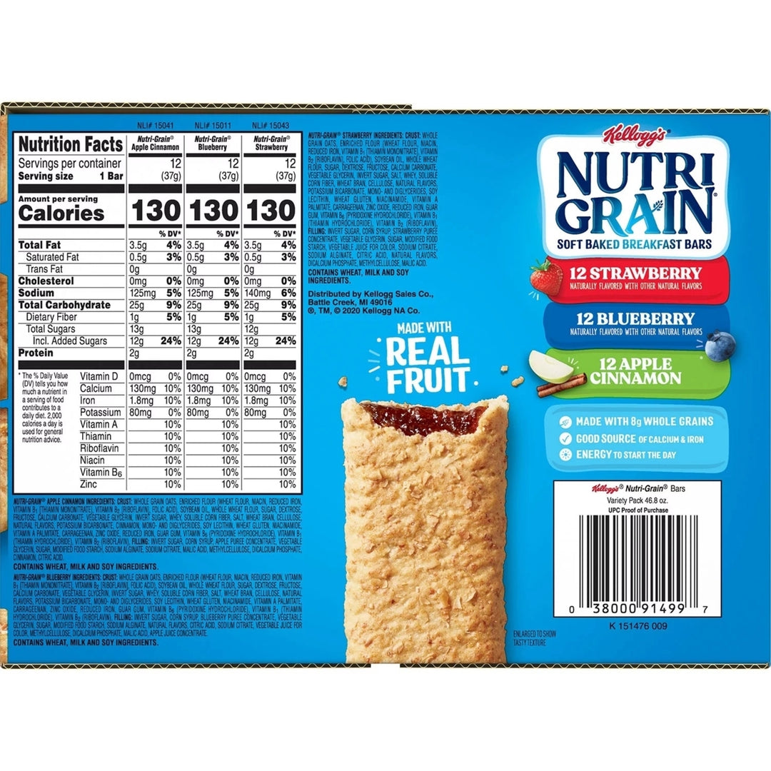 Kelloggs Nutri-Grain Bars Variety Pack 1.3 Ounce Bar (36 Count) Image 4