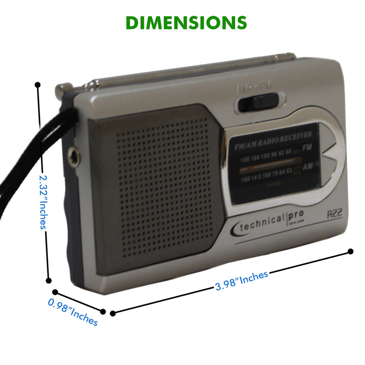 Technical Pro AM FM Radio Portable Speaker, Battery-Powered Handheld Radio w/ Speaker Manual Tuner, Headphone Jack for Image 3