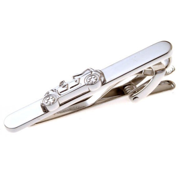 Old School Car Tie Clip Silver 3D Detailed Tie Bar Image 1