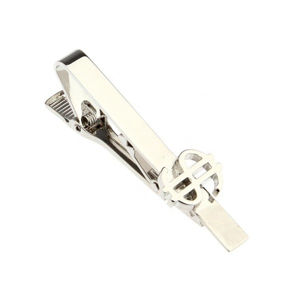 Money Sign Tie Clip Silver Dollar Sign Logo Tie Bar Image 1