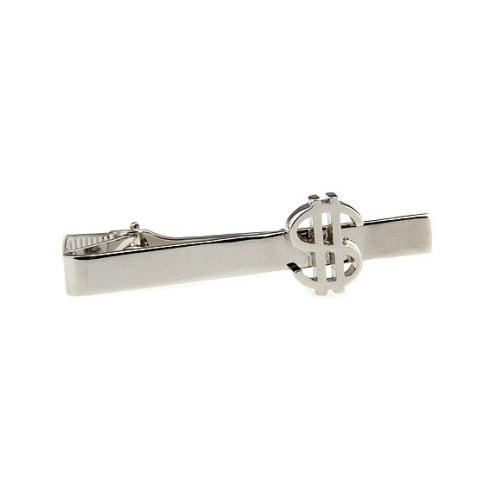 Money Sign Tie Clip Silver Dollar Sign Logo Tie Bar Image 3