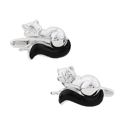 Black Tailed Fox Cufflinks Sly Foxy Smart Cuff Links Image 1