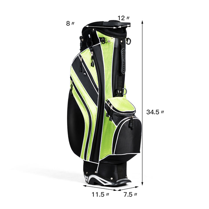 Golf Stand Cart Bag Club w/6 Way Divider Carry Organizer Pockets Storage Green Image 10