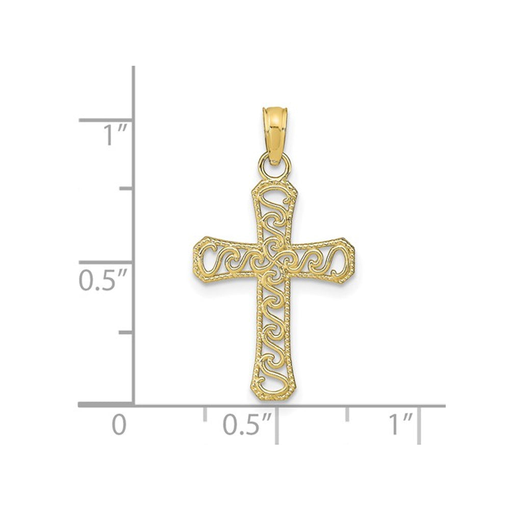 10K Yellow Gold Cross Charm Pendant Necklace with Chain Image 2