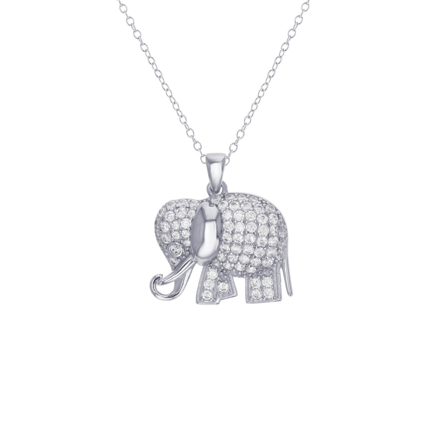 Sterling Silver Elephant CZ Pendant Necklace Image 1