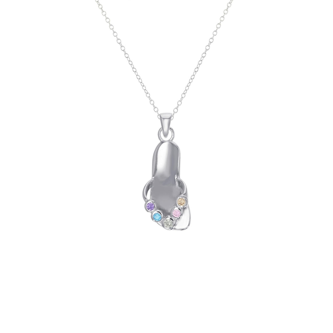 Sterling Silver Multi Color Bezel CZ Flip Flop Pendant Necklace Image 1