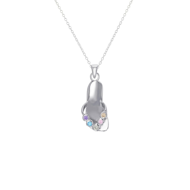 Sterling Silver Multi Color Bezel CZ Flip Flop Pendant Necklace Image 1