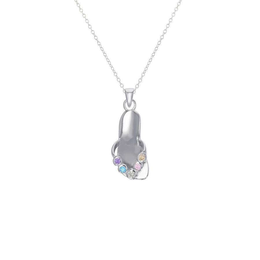 Sterling Silver Multi Color Bezel CZ Flip Flop Pendant Necklace Image 1