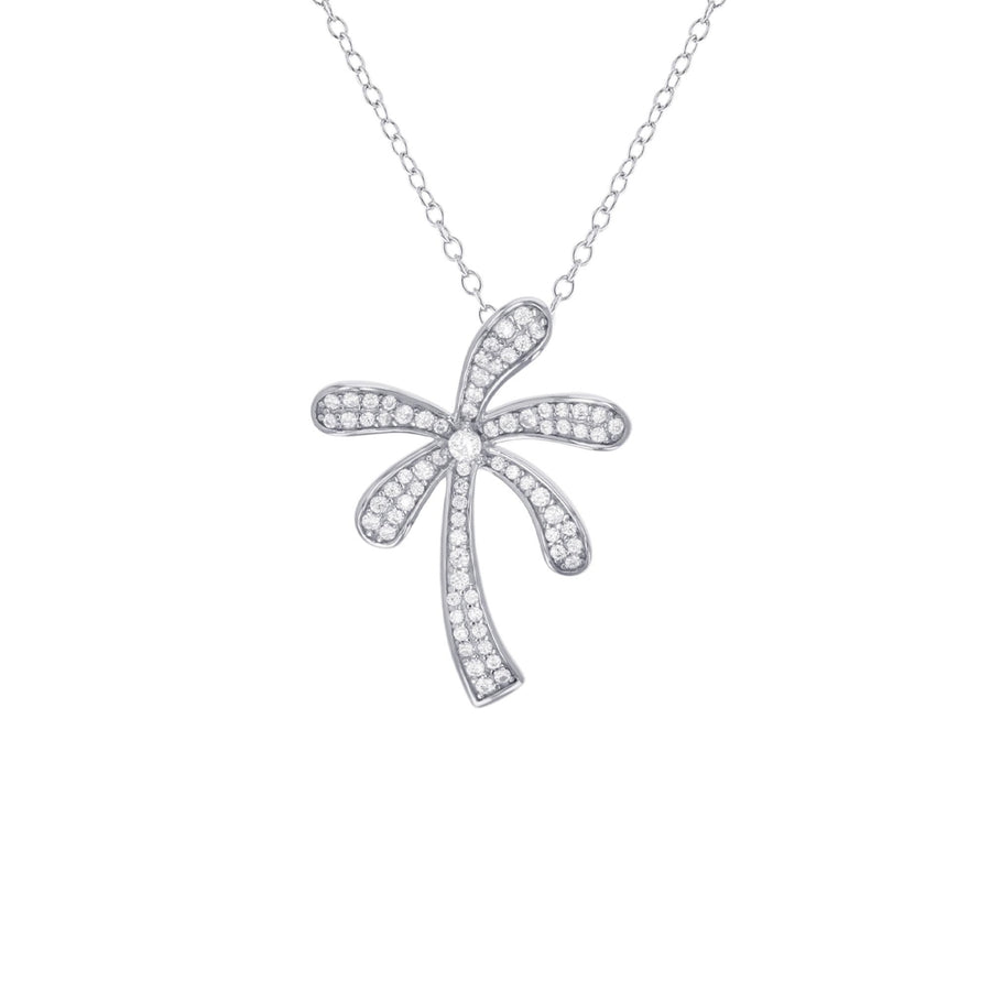 Sterling Silver Palm Tree CZ Pendant Necklace Image 1