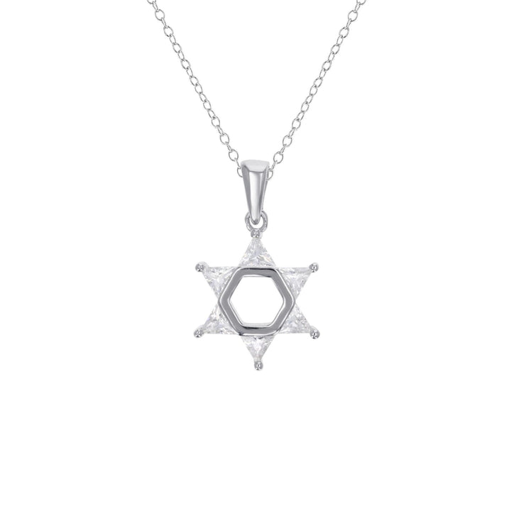 Sterling Silver Star of David CZ Pendant Necklace Image 1