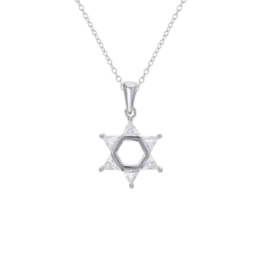 Sterling Silver Star of David CZ Pendant Necklace Image 1