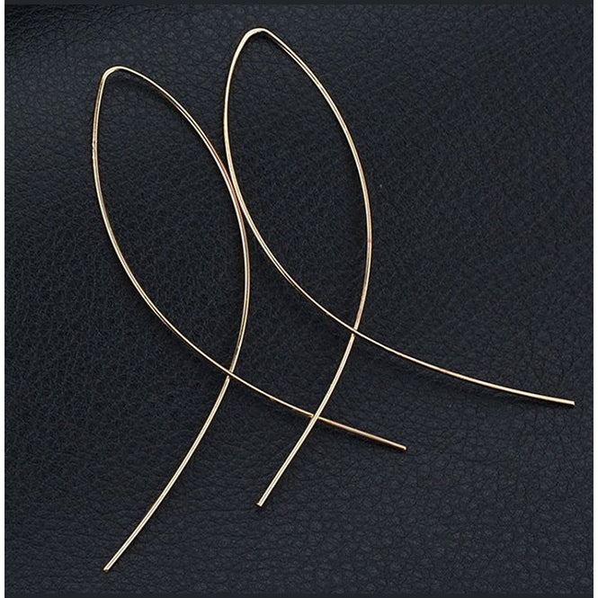 18K Gold Plated Hoop Fish Hook Earrings Women 7.5cm Metal Jewelry Silver Gold Image 7