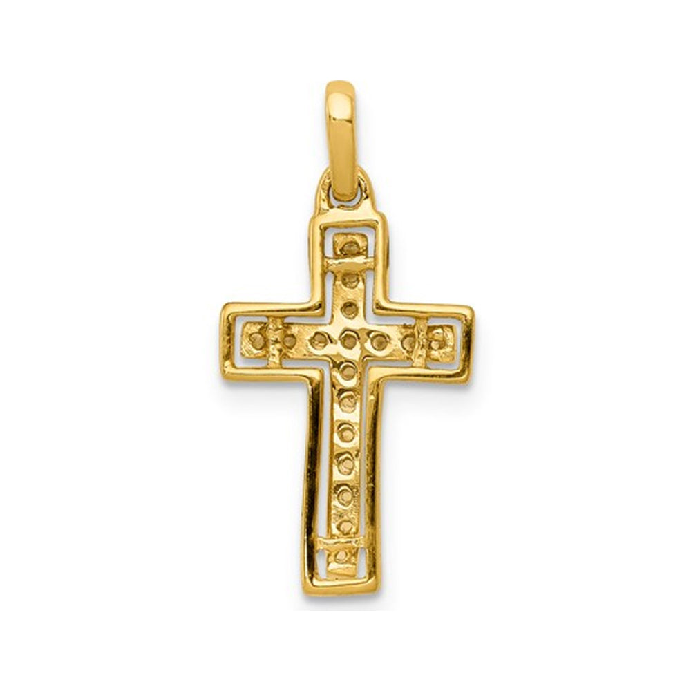1/8 Carat (ctw) Diamond Cross Pendant Necklace in 14K Two Tone Gold with Chain Image 3