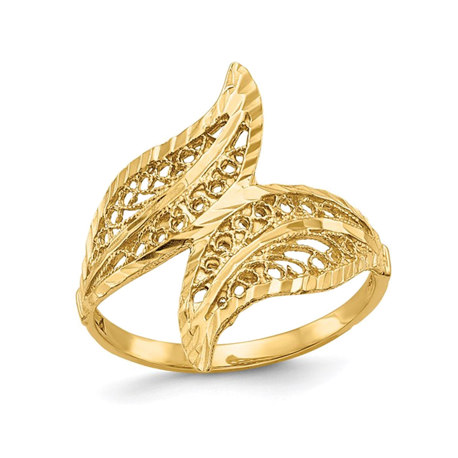 Ladies 14K Yellow Gold Filigree Leaf Ring (SIZE 7) Image 1