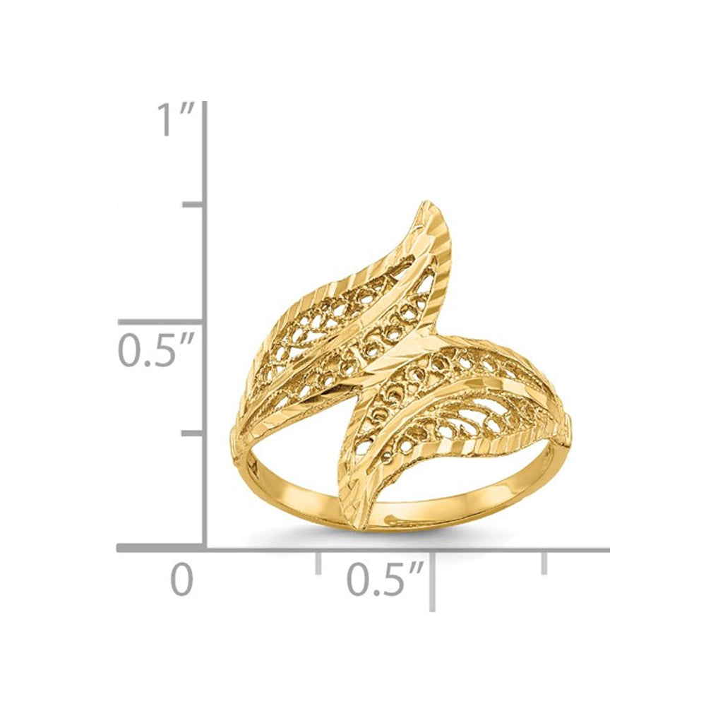 Ladies 14K Yellow Gold Filigree Leaf Ring (SIZE 7) Image 3