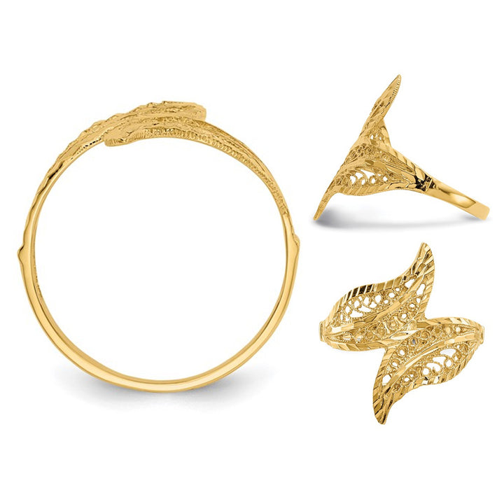 Ladies 14K Yellow Gold Filigree Leaf Ring (SIZE 7) Image 4