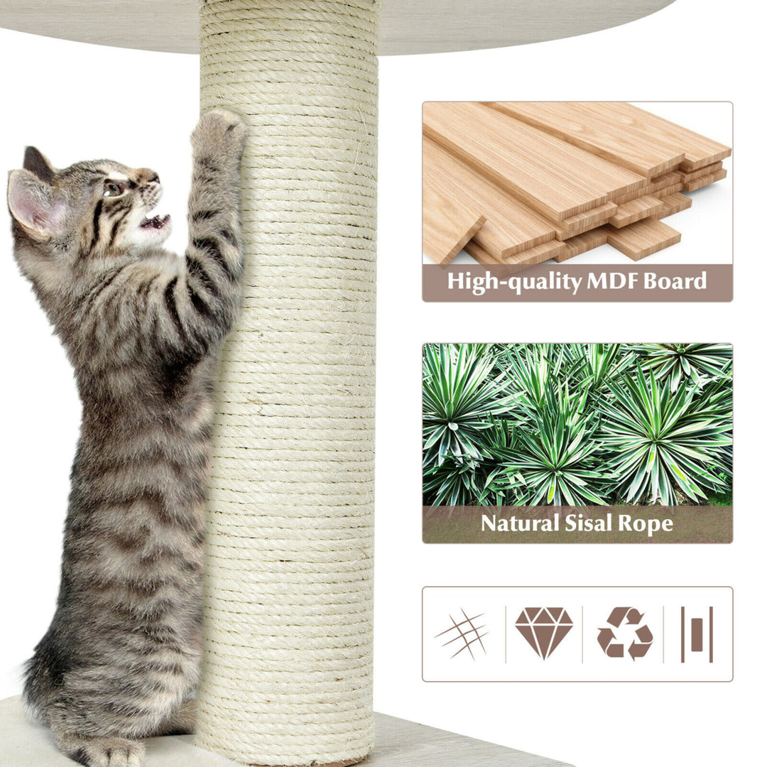 46 Modern Wooden Cat Tree with Platform and Washable Cushions for Cats and Kittens Image 4