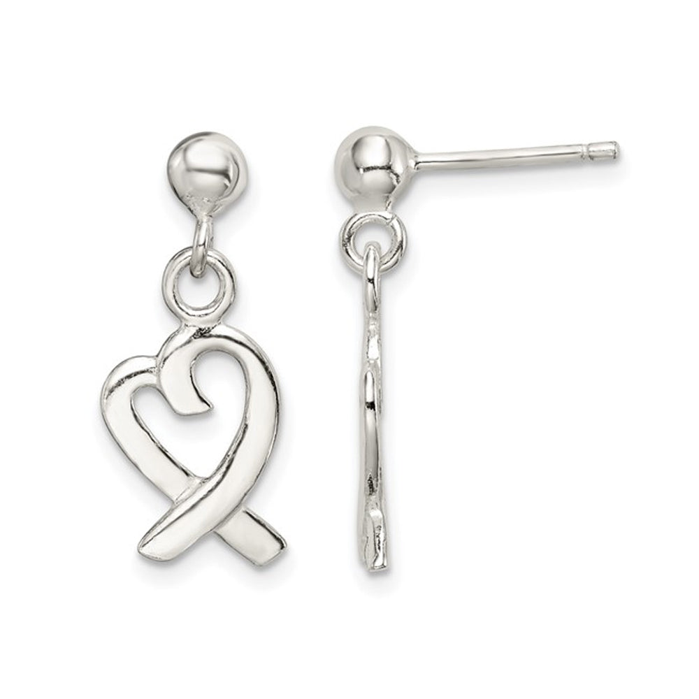 Heart Dangle Earrings in Sterling Silver Image 1