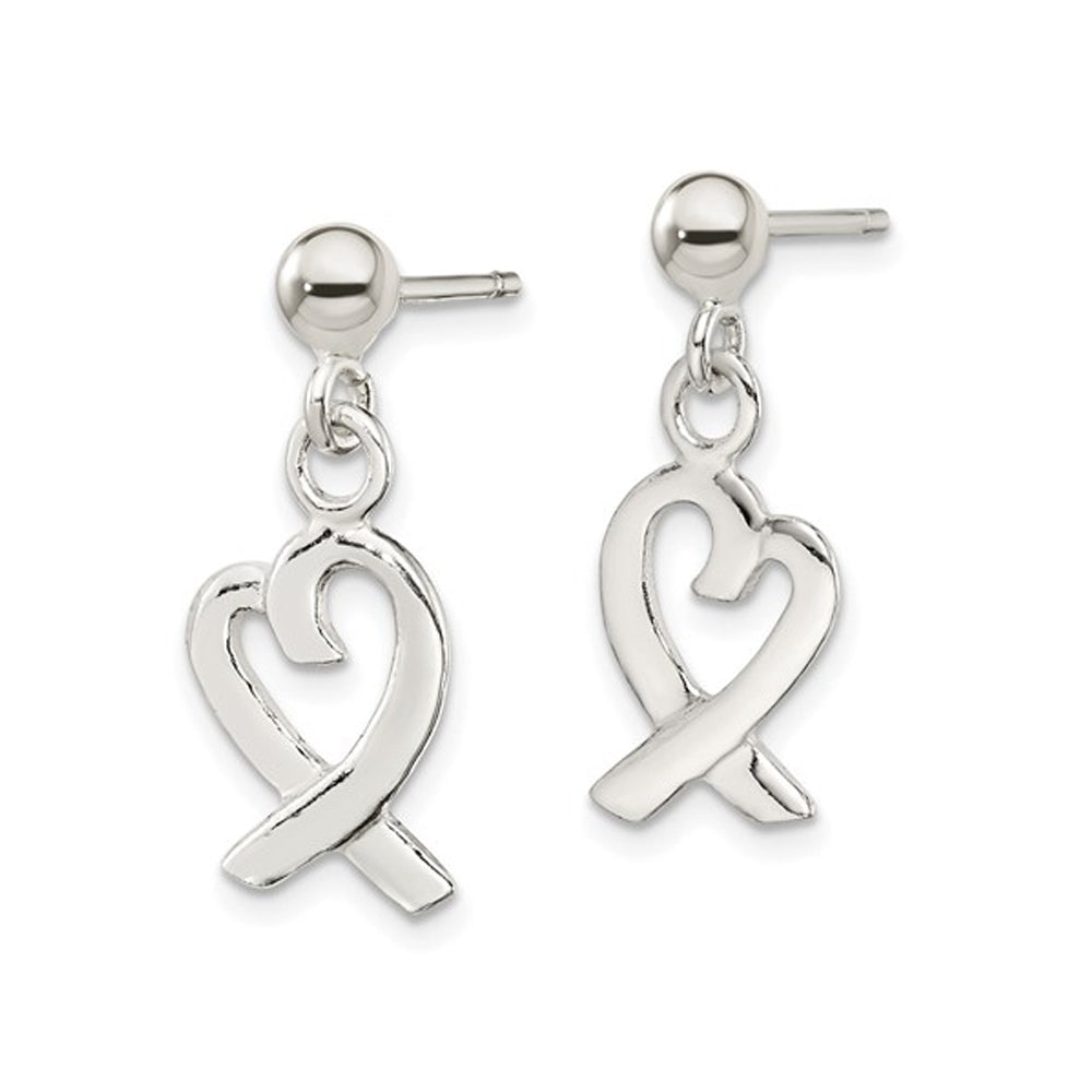 Heart Dangle Earrings in Sterling Silver Image 2