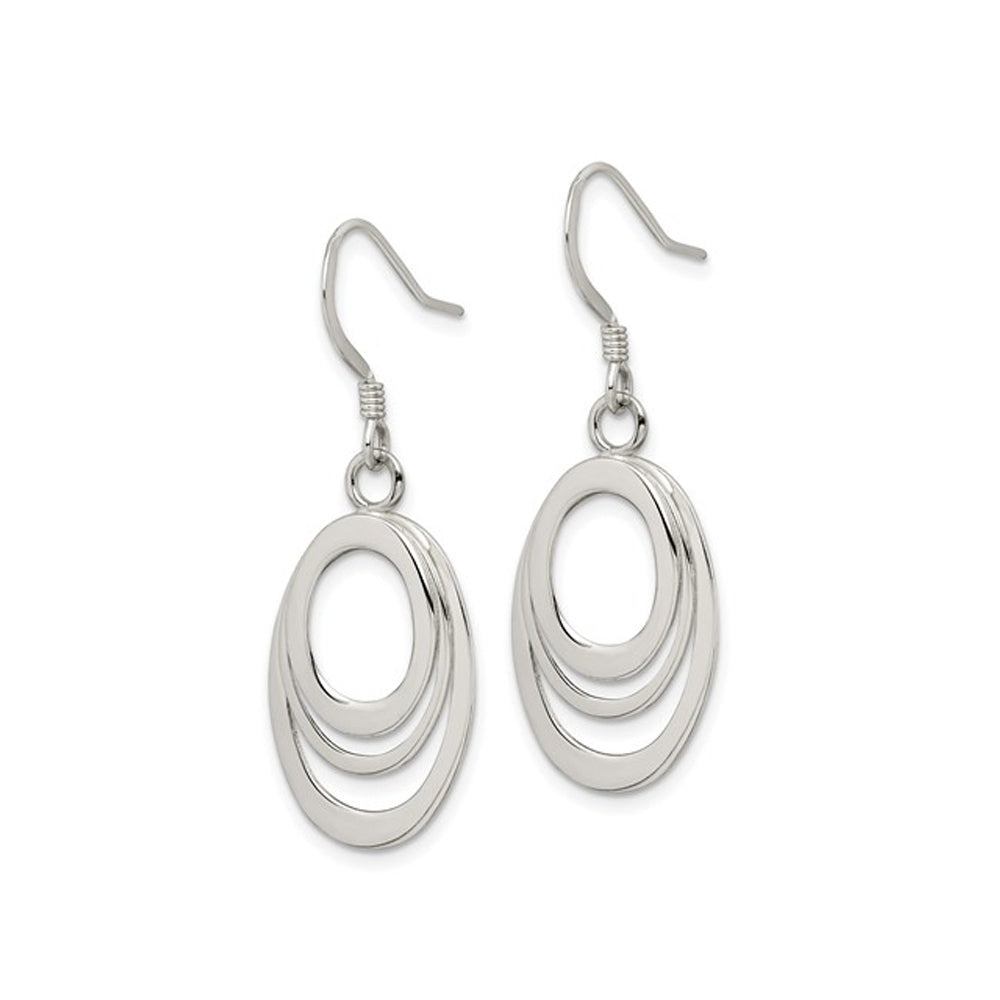 Oval Dangle Earrings in Polished Sterling Silver Image 2