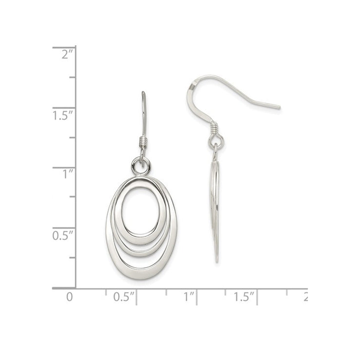 Oval Dangle Earrings in Polished Sterling Silver Image 4