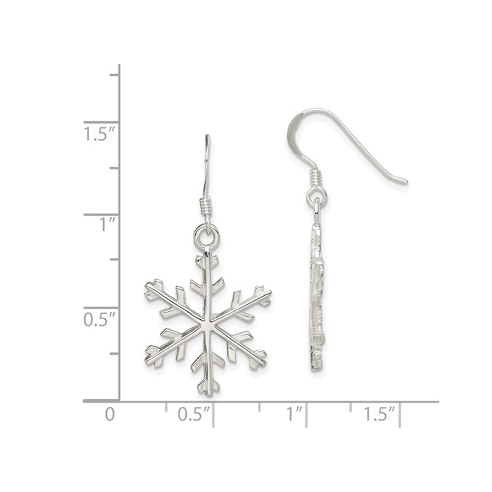 Winter Snowflake Dangle Drop Earrings in Sterling Silver Image 4