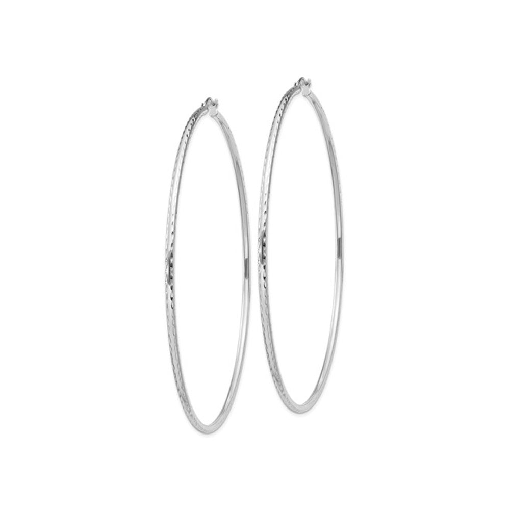 Jumbo Diamond Cut Hoop Earrings in Sterling Silver 3 Inch (2.0mm) Image 2