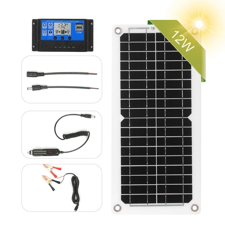 12W Solar Panel Kit USB Port Off Grid Monocrystalline Module Image 9