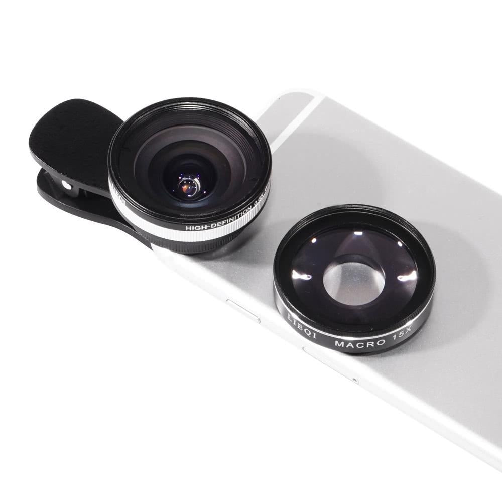 2 in 1 Clip-on Optical Glass Lens HD 0.6X Wide-angle Lens 15X Macro-lens for iPhone Image 3