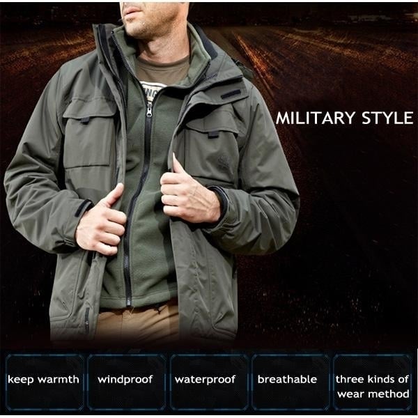 2 in 1 Mens Outdoor Military Waterproof Sport Jacket Casual Multi Pockets Image 10