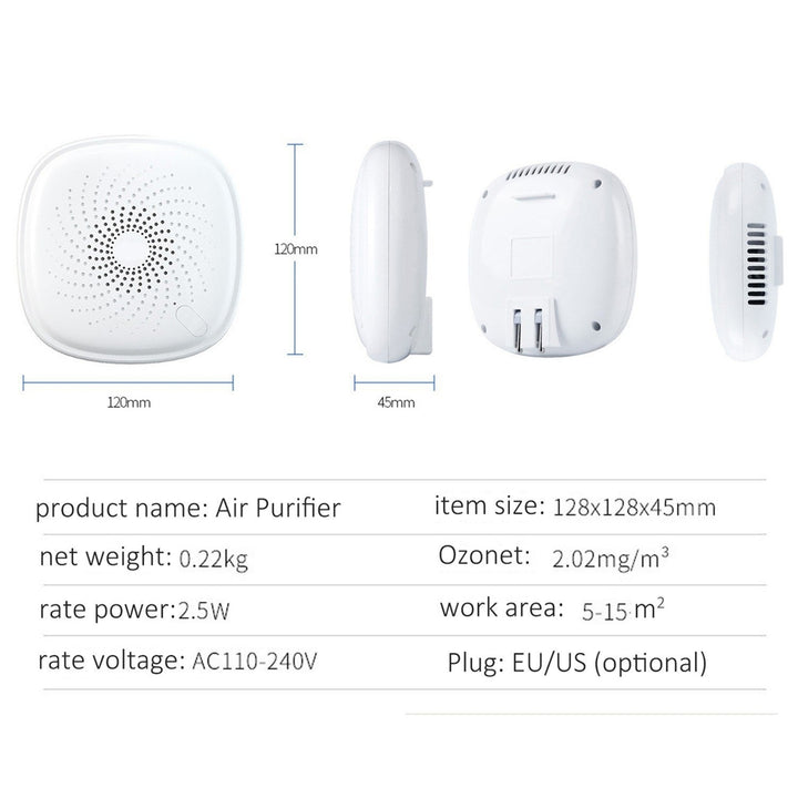 2-in-1 Plug-in Mini Ionizer Air Purifier Ozone Generator Deodorizer Portable Air Cleaner Odor Eliminator for Rooms Smoke Image 4