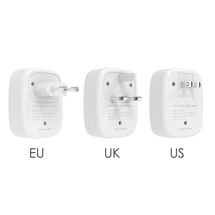 3-in-1 5V 2.5A Phone Wall Charge with Dual USB Ports Lighting and Sound Sensor Wall Lights Image 7