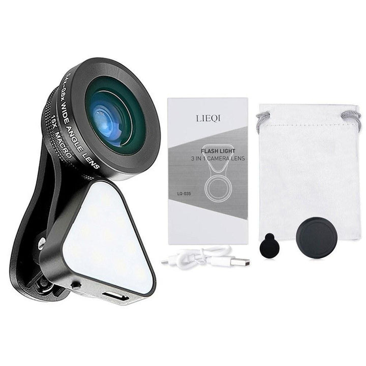 3-in-1 Clip-on Smartphone Fill Light and Phone Camera Lens Kit Image 7