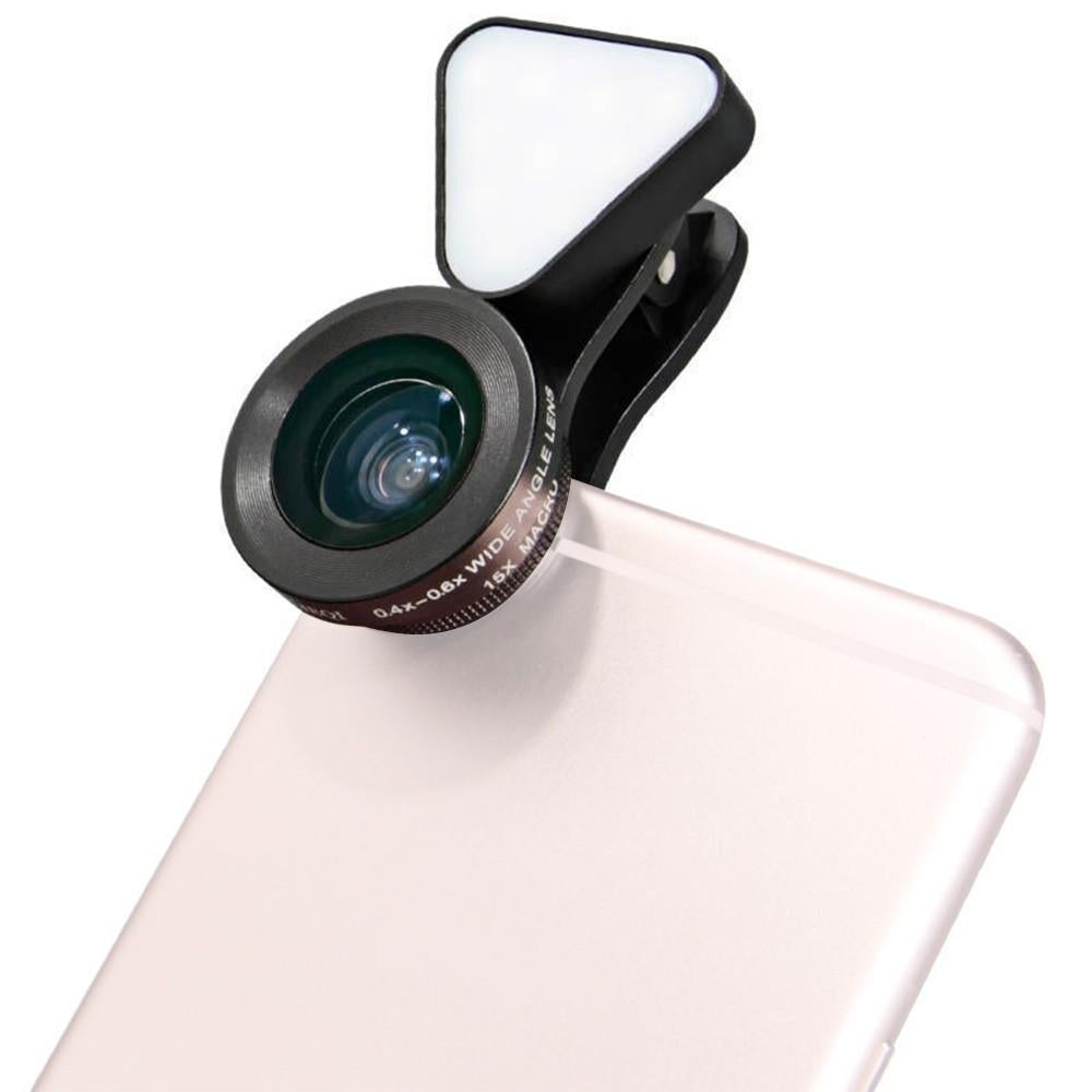 3-in-1 Clip-on Smartphone Fill Light and Phone Camera Lens Kit Image 8