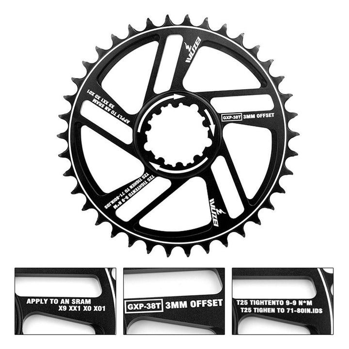 30,32,34,36,38,40,42T Mountain Bike Chainwheel Bicycle Crank Bike Circle Crankset Single Plate GXP Image 1