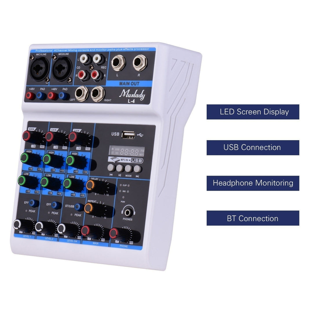 4-Channel Audio Mixer Mixing Console LED Screen Image 4