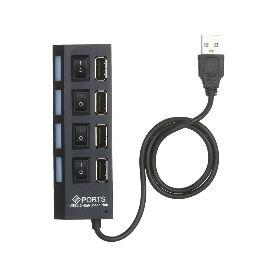 4-Ports USB Hub 480Mbps High Speed Data Transfer 2.0 Charging Splitter Image 1