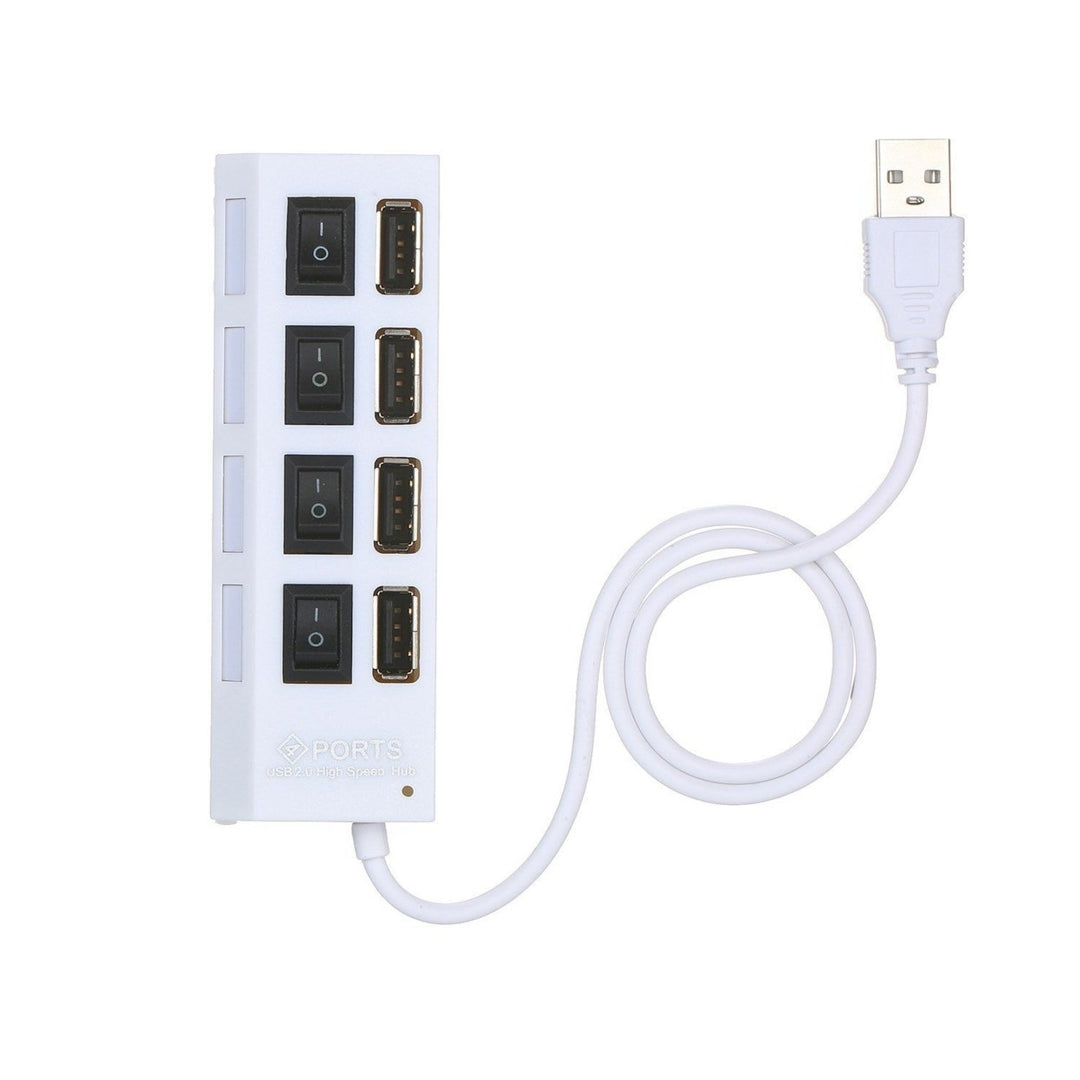 4-Ports USB Hub 480Mbps High Speed Data Transfer 2.0 Charging Splitter Image 1