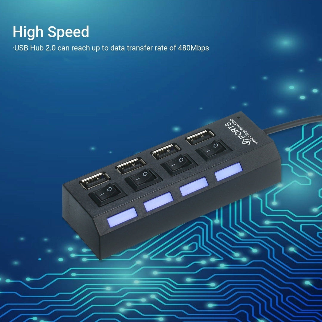 4-Ports USB Hub 480Mbps High Speed Data Transfer 2.0 Charging Splitter Image 9
