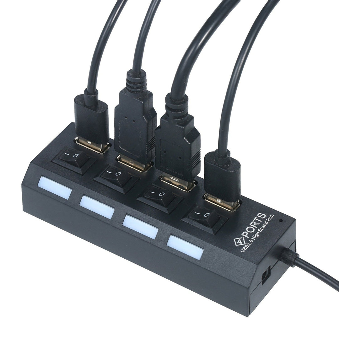 4-Ports USB Hub 480Mbps High Speed Data Transfer 2.0 Charging Splitter Image 11