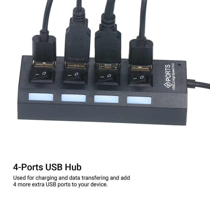4-Ports USB Hub 480Mbps High Speed Data Transfer 2.0 Charging Splitter Image 12