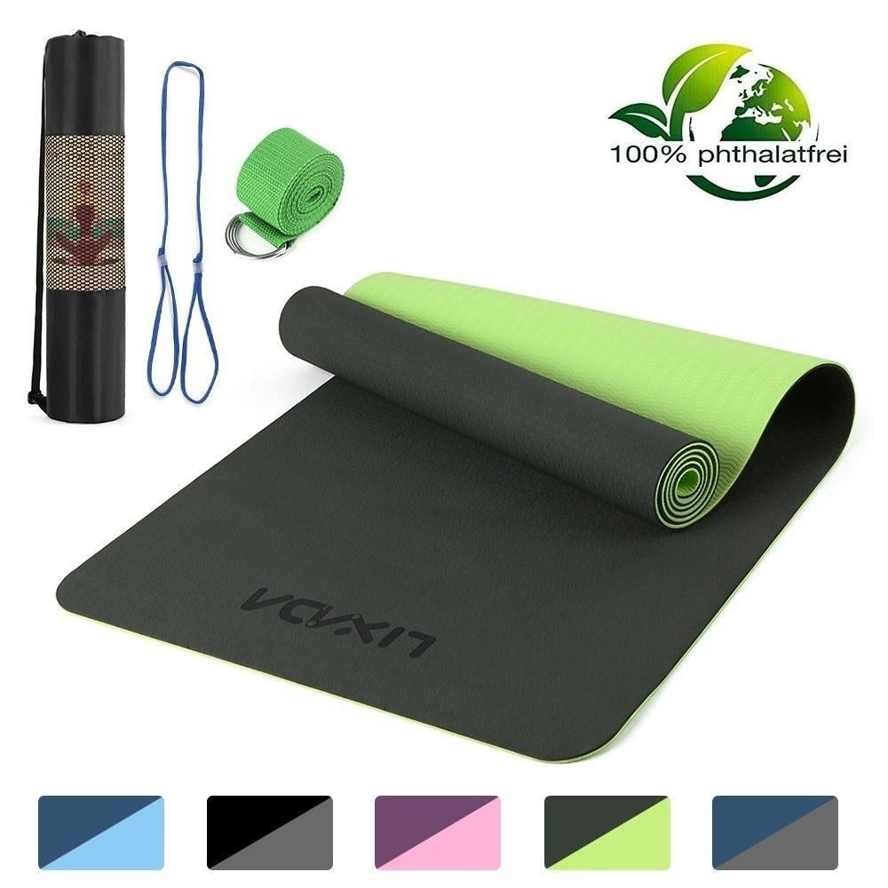 72x24IN Non-slip Yoga Mat TPE Eco Friendly Fitness Pilates Gymnastics Carrying Strap and Storage Bag Image 1