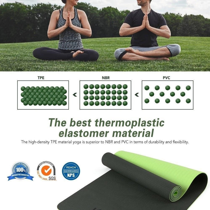 72x24IN Non-slip Yoga Mat TPE Eco Friendly Fitness Pilates Gymnastics Carrying Strap and Storage Bag Image 8