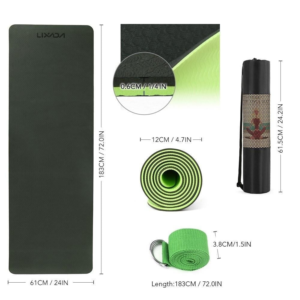 72x24IN Non-slip Yoga Mat TPE Eco Friendly Fitness Pilates Gymnastics Carrying Strap and Storage Bag Image 12