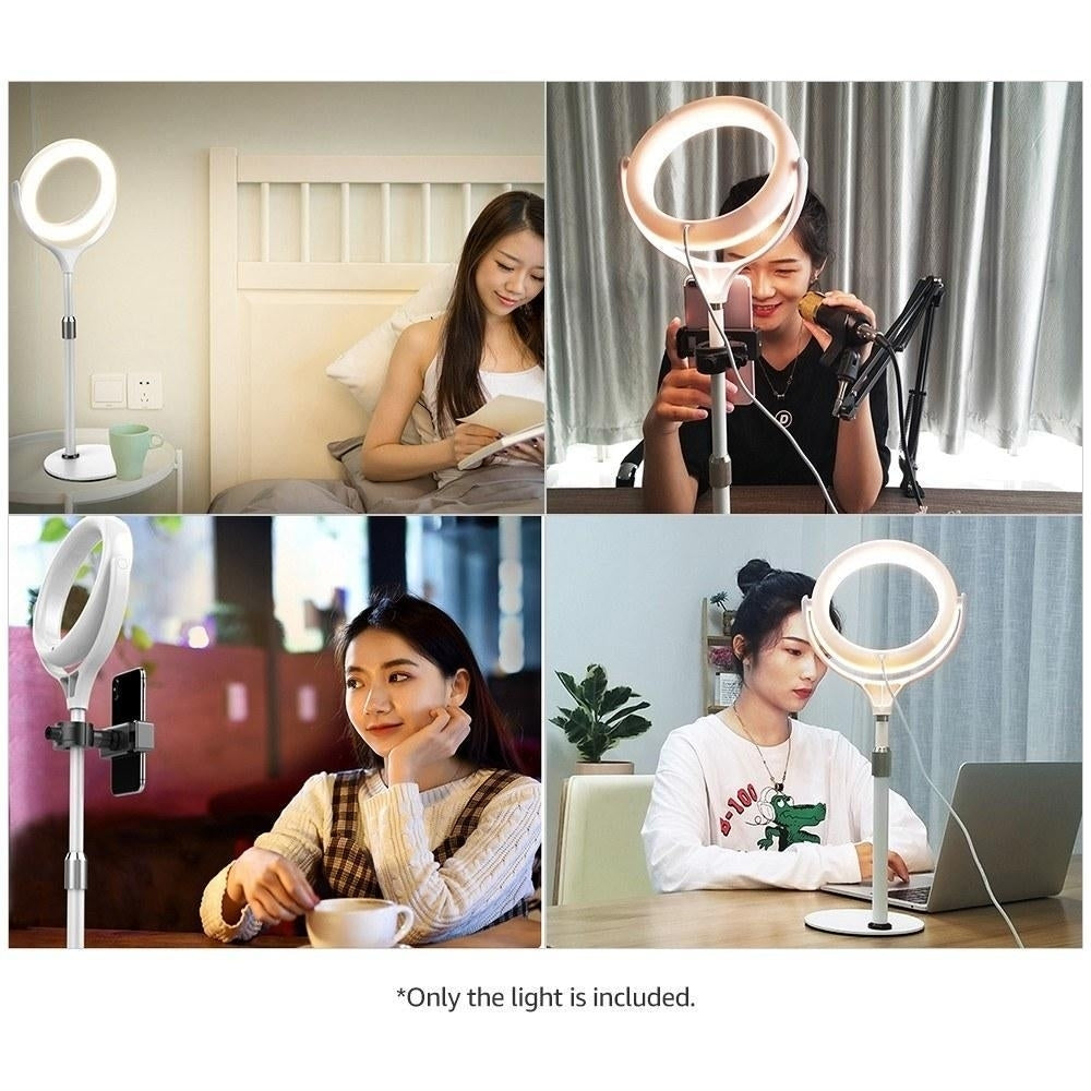 8 Inch Desktop LED Fill Ring Light Kit Set 3000K-6500K Adjustable Brightness Portable Image 12